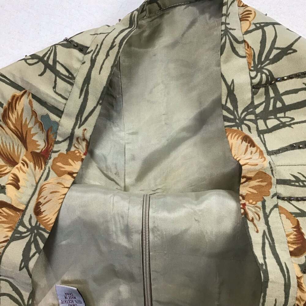 Adrianna Papell Silk Beaded Tropical Floral Pants Size 14 Summer Chic - Picture 7 of 15